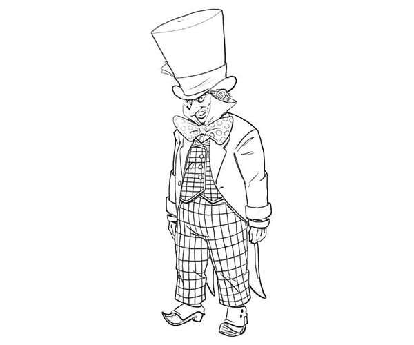 Mad Hatter, : Awesome Drawing of Mad Hatter Coloring Page