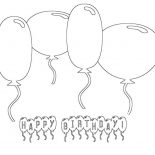 Happy Birthday, Baloons For Happy Birthday Party Coloring Page: Baloons for Happy Birthday Party Coloring Page