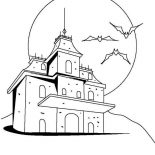 House, Creepy Haunted Houses Coloring Page: Creepy Haunted Houses Coloring Page