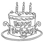 Happy Birthday, Delicious Happy Birthday Cake Coloring Page: Delicious Happy Birthday Cake Coloring Page