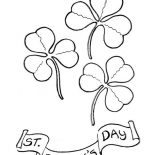 Four-Leaf Clover, Four Leaf Clover On St Patricks Day Coloring Page: Four-Leaf Clover on St Patricks Day Coloring Page