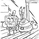 Krusty Krab, Mr Krabs Comforting SpongeBob In Krusty Krab Coloring Page: Mr Krabs Comforting SpongeBob in Krusty Krab Coloring Page