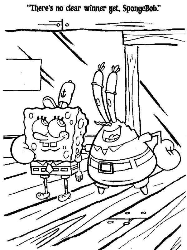 Krusty Krab, : Mr Krabs Comforting SpongeBob in Krusty Krab Coloring Page