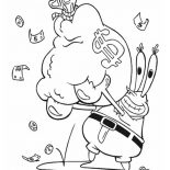 Krusty Krab, Mr Krabs With A Bag Full Of Money In Krusty Krab Coloring Page: Mr Krabs with a Bag Full of Money in Krusty Krab Coloring Page