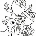 Elf, Rudolph Santa And Hermey In Elf Coloring Page: Rudolph Santa and Hermey in Elf Coloring Page