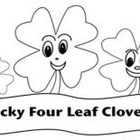 Four-Leaf Clover, Three Four Leaf Clover For Good Luck Coloring Page: Three Four-Leaf Clover for Good Luck Coloring Page