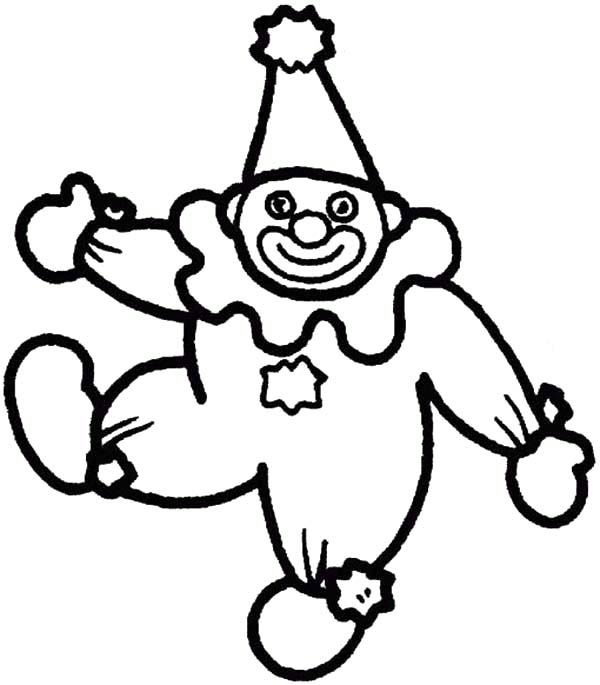 Clown, : A Happy Clown Coloring Page