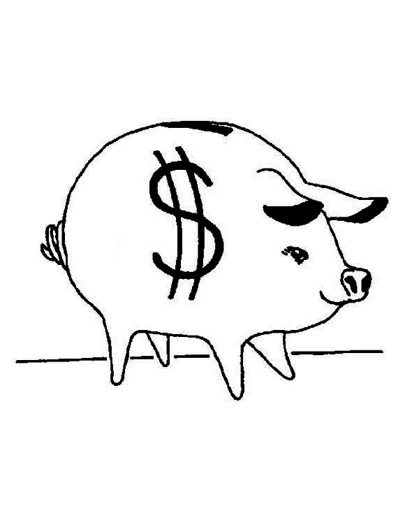 Piggy Bank, : Awesome Piggy Bank Coloring Page