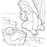 Moses, Baby Moses Was Safe In His Basket Boat Coloring Page: Baby Moses was Safe in His Basket Boat Coloring Page