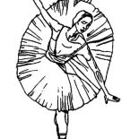 Ballerina, Ballerina Dancing For Ballet Performance Coloring Page: Ballerina Dancing for Ballet Performance Coloring Page