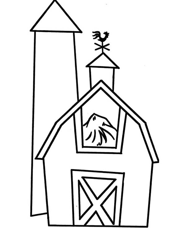 Barn, : Barn Full of Rice Straw Coloring Page