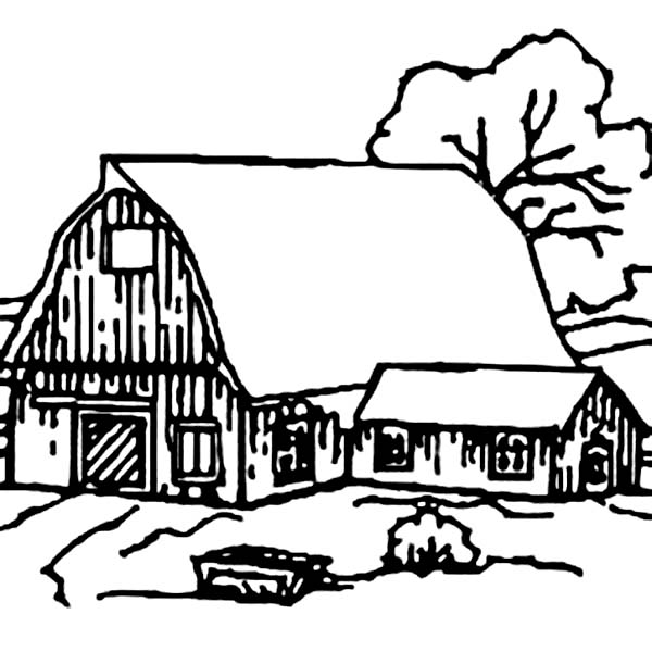 Barn, : Barn House Covered with Snow Coloring Page