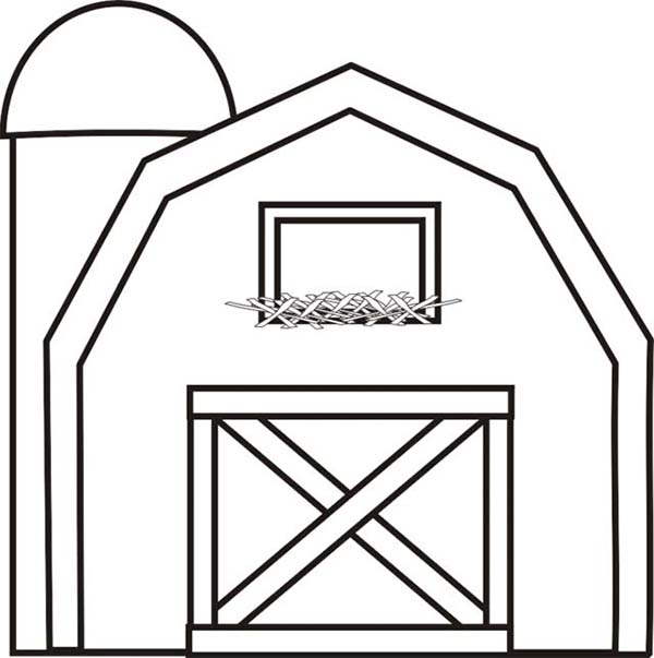 Barn, : Barn with Silo Coloring Page
