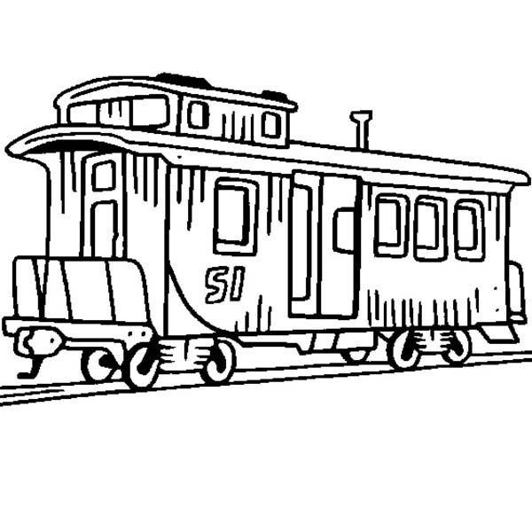 Trains, : Caboose Train Coloring Page