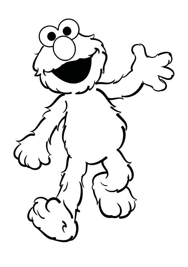Sesame Street, : Elmo is Very Happy in Sesame Street Coloring Page