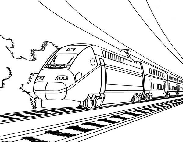 Trains, : European High Speed Train Coloring Page