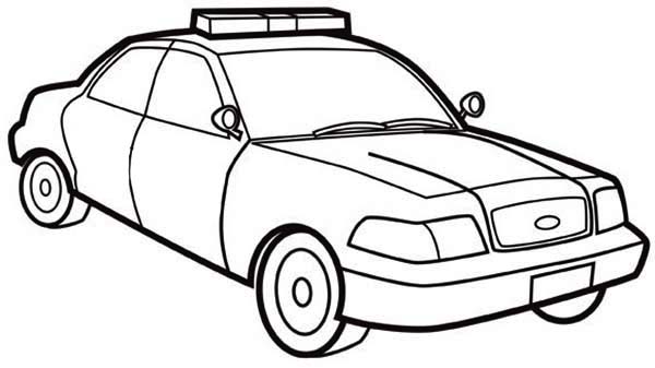 Police Car, : How to Draw Police Car Coloring Page
