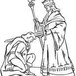 Middle Ages, King Blessing Knight Before War In Middle Ages Coloring Page: King Blessing Knight Before War in Middle Ages Coloring Page