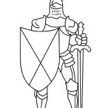 Middle Ages, Knight Armor With Sword And Shield In Middle Ages Coloring Page: Knight Armor with Sword and Shield in Middle Ages Coloring Page