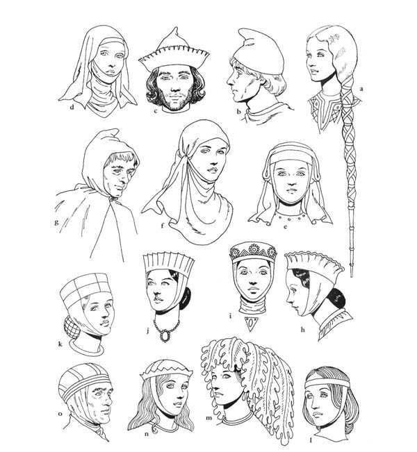 Middle Ages, : Middle Ages Clothing Coloring Page