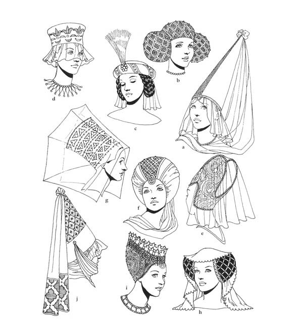Middle Ages, : Middle Ages Fashion Coloring Page