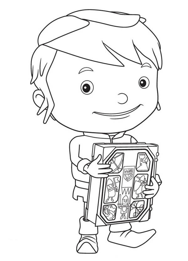 Mike the Knight, : Mike the Knight Holdig a Book Coloring Page