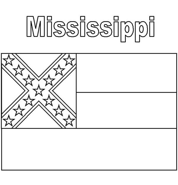 State Flag, : Mississippi State Flag Coloring Page