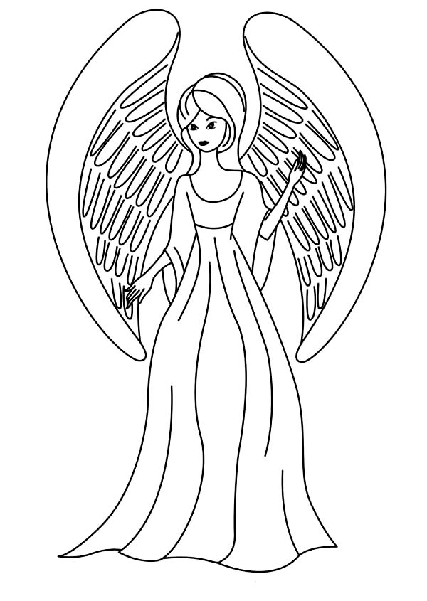Angels, : Picture of Beautiful Angels Coloring Page