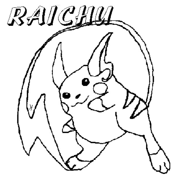 Raichu, : Raichu Long Tail Coloring Page