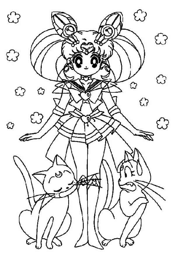 Sailor Moon, : Sailor Moon and Luna Coloring Page