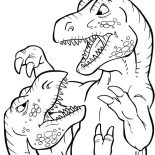 T-Rex, T Rex Fighting Coloring Page: T Rex Fighting Coloring Page