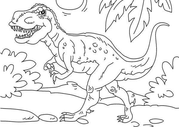 T-Rex, : T Rex is Very Strong Dinosaurus Coloring Page