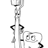 Dental Health, Tooth Brush And Tooth Are Best Frienf In Dental Health Coloring Page: Tooth Brush and Tooth are Best Frienf in Dental Health Coloring Page