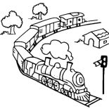 Railroad, Toy Train On Railroad Coloring Page: Toy Train on Railroad Coloring Page