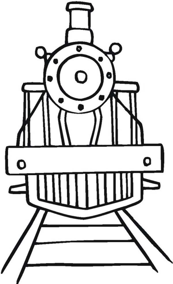 Trains, : Train Picture from Front Angle Coloring Page