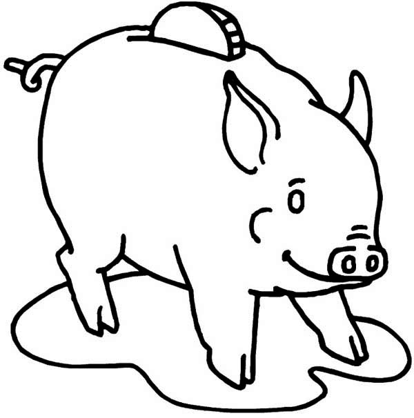 Piggy Bank, : Use Piggy Bank to Save Your Money Coloring Page
