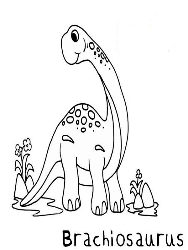 Brachiosaurus, : Cute Little Brachiosaurus Coloring Page