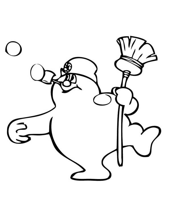 Snowman, : Frosty the Snowman Throwing Snow Coloring Page