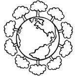 Earth Day, Having A Healthy Forest On Earth Day Coloring Page: Having a Healthy Forest on Earth Day Coloring Page