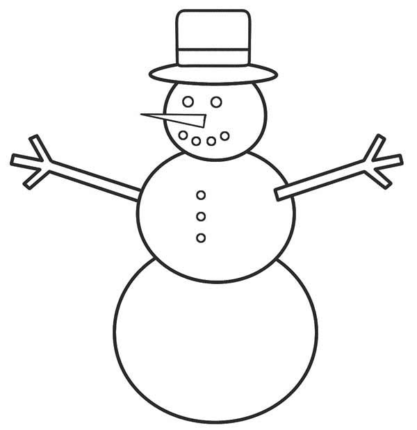 Snowman, : How to Draw Snowman Coloring Page