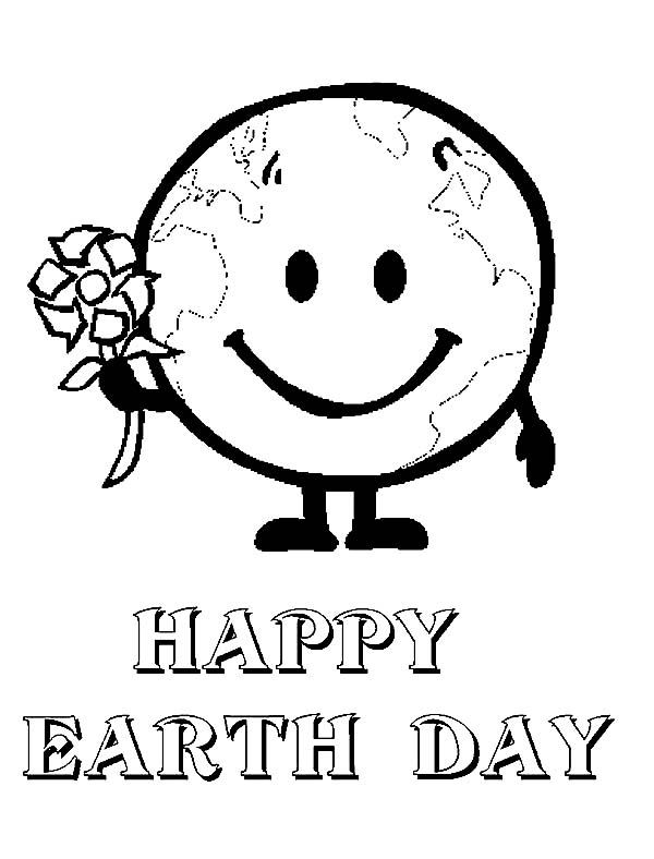 Earth Day, : Mr Earth Say Happy Earth Day to All Coloring Page