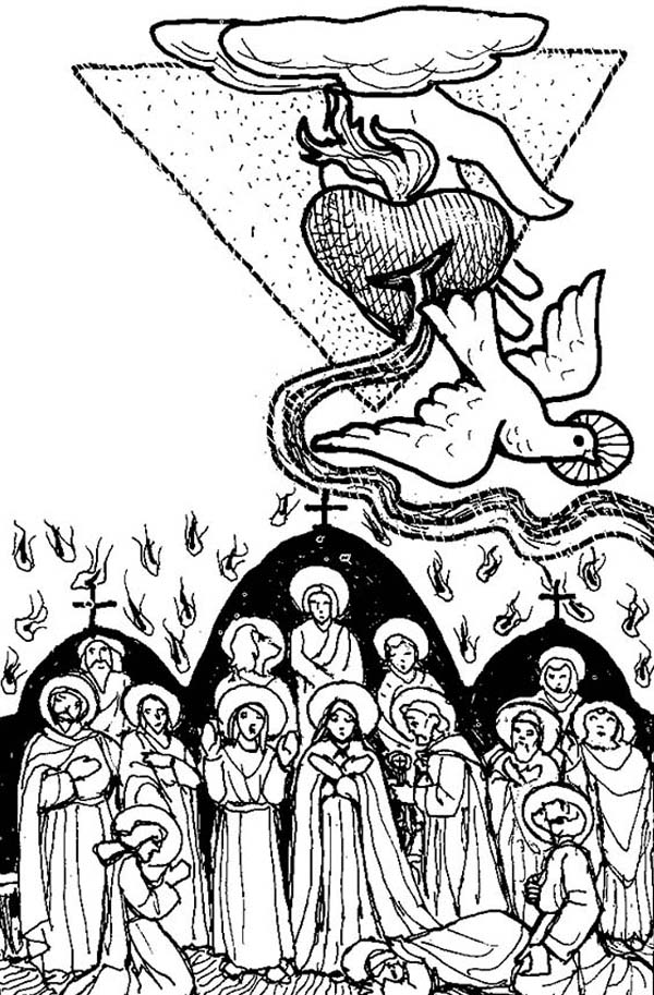 Pentecost, : Pentecost is the Descent Holy Spirit Coloring Page