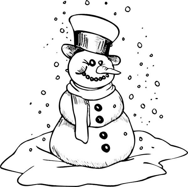 Snowman, : Snowman is Getting Cold Coloring Page