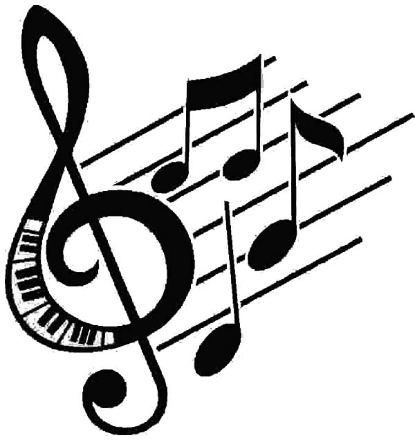 Treble Clef, : Treble Clef Forming in a Song Coloring Page