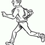 Archie, Archie Running While Bring His Skiing Shoes Coloring Page: Archie Running while Bring His Skiing Shoes Coloring Page
