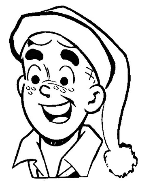 Archie, : Archie Wearing Santas Hat Coloring Page