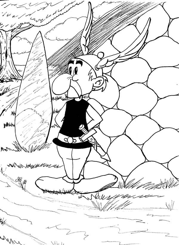 Asterix, : Asterix and Menhir Sculpture Coloring Page