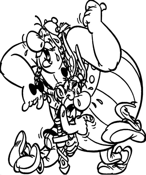 Asterix, : Asterix and Obelix Laugh Out Loud Coloring Page
