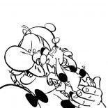 Asterix, Dogmatix Lick Obelix Face In The Adventure Of Asterix Coloring Page: Dogmatix Lick Obelix Face in the Adventure of Asterix Coloring Page