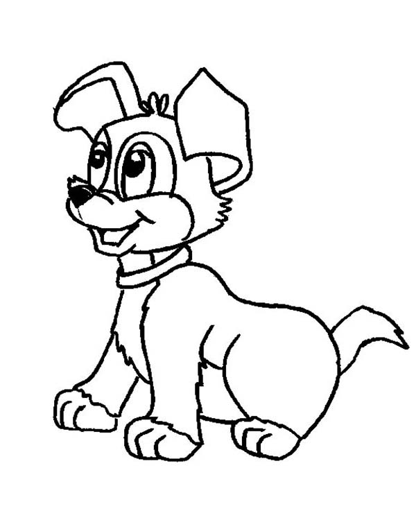 Dogs, : Picture of a Cute Dog Coloring Page